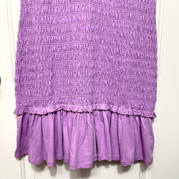 New Veronica Beard Tomlin Smocked Bodice Mini T-Shirt Dress in Violet Size L - Picture 8 of 13